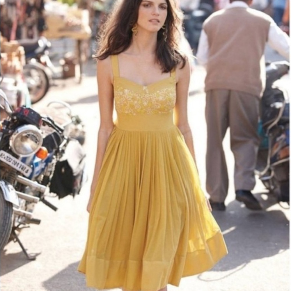 Anita Dongre Mustard Midi Dress